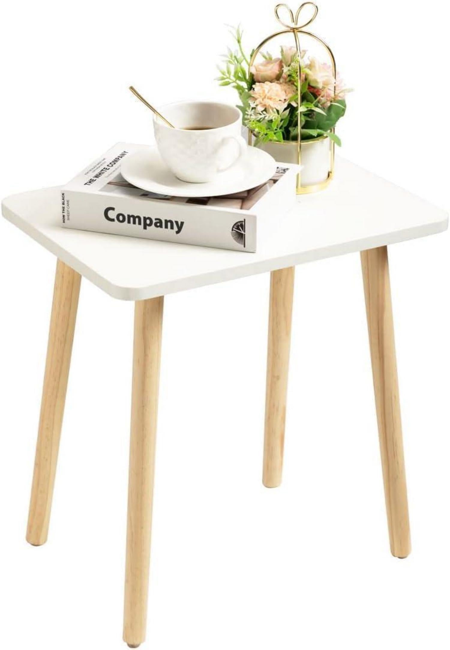 Weißer minimalistischer Beistelltisch aus MDF und Massivholz