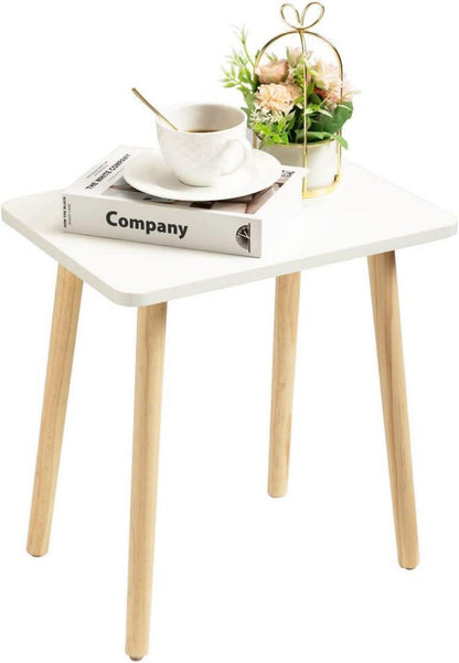 Weißer minimalistischer Beistelltisch aus MDF und Massivholz