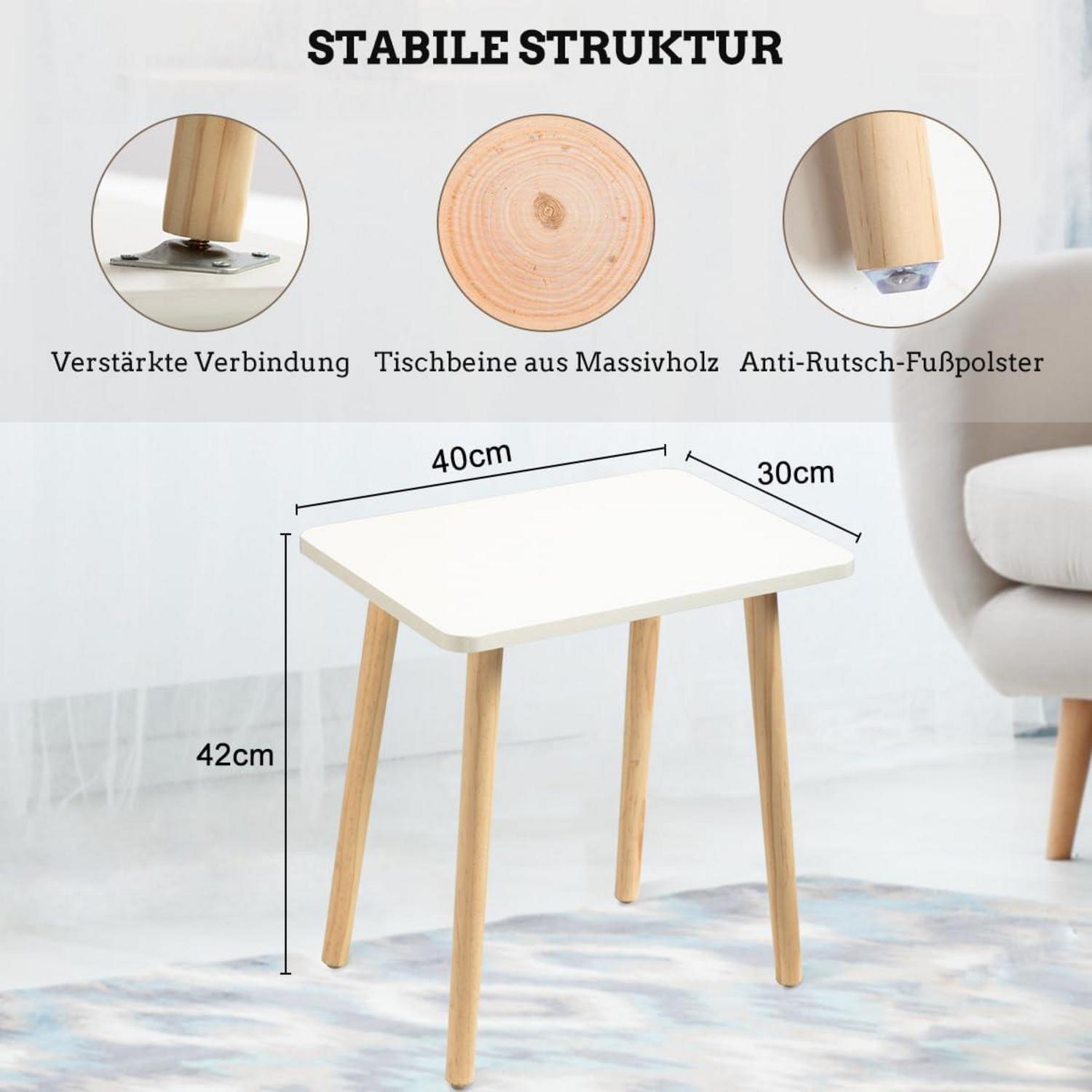Weißer minimalistischer Beistelltisch aus MDF und Massivholz