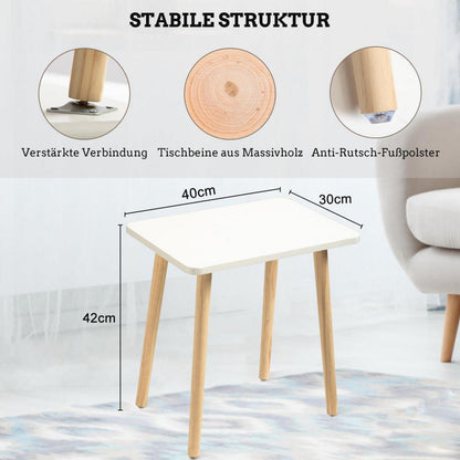 Weißer minimalistischer Beistelltisch aus MDF und Massivholz