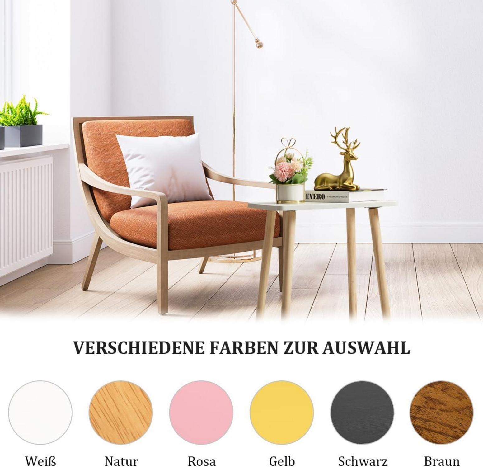 Kleiner Beistelltisch Eiche, Schwarz, Gelb, Rosa 42cm Moderner Akzenttisch