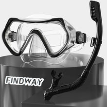Taucherbrille mit HD Glas Silber Schwarz Set