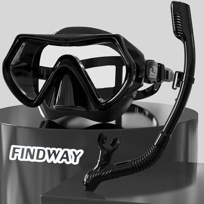 Taucherbrille Erwachsene Schnorchelmaske HD Glas Anti-Leck Schwarz
