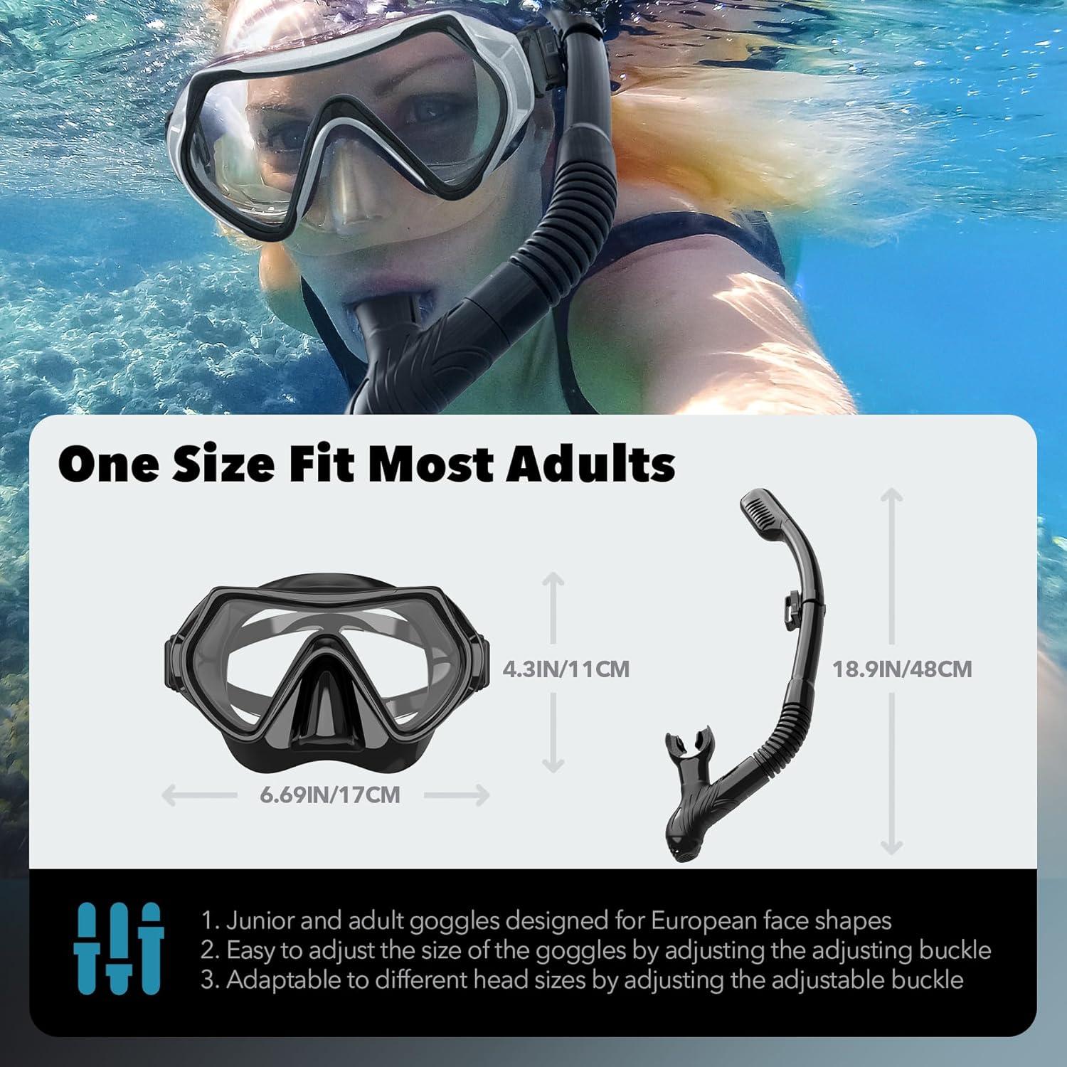 Taucherbrille für Erwachsene HD Glas Anti-Leck Schnorchelmaske Schwimmmaske