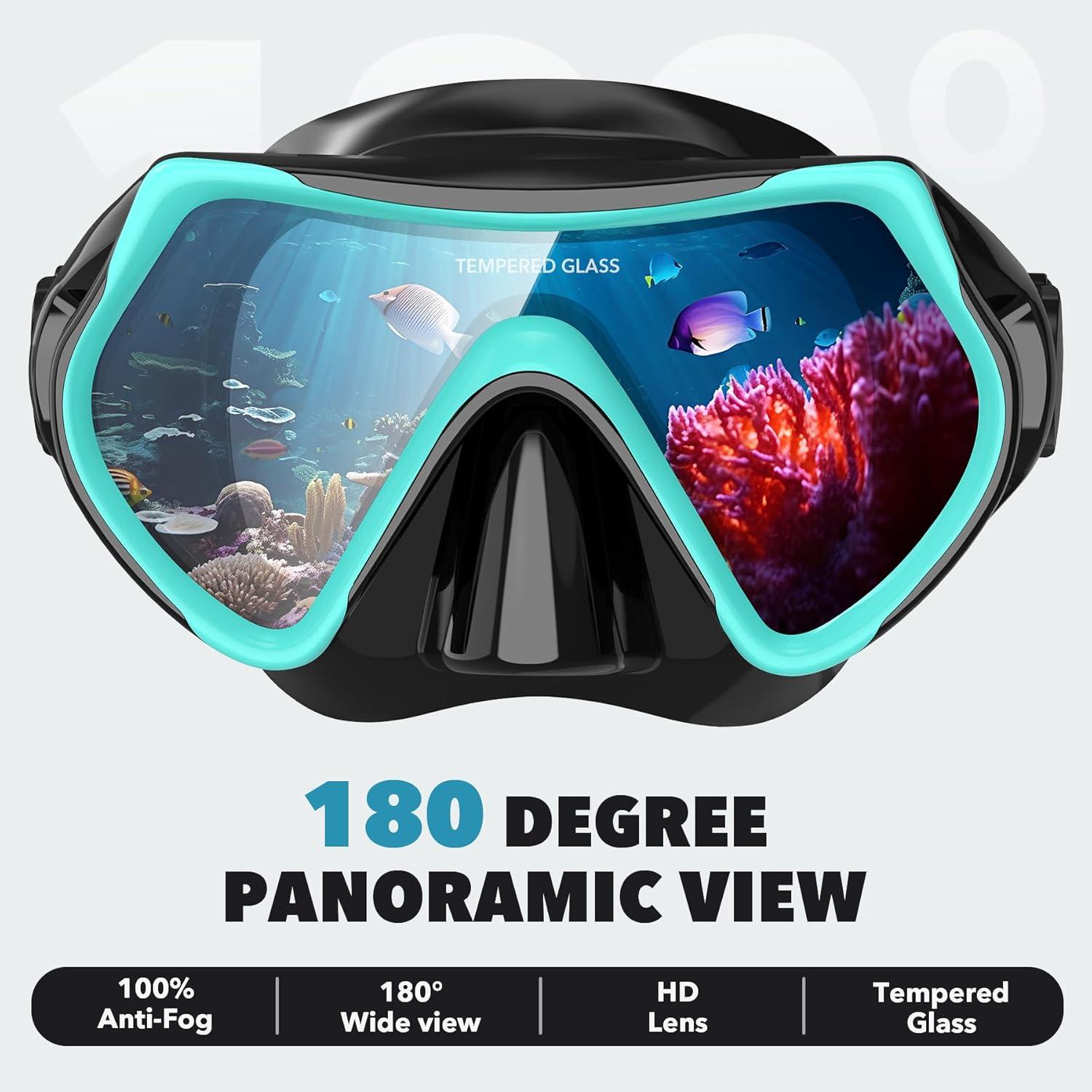 Taucherbrille Erwachsene HD Gehärtetes Glas, Anti-Leck Schwimmmaske