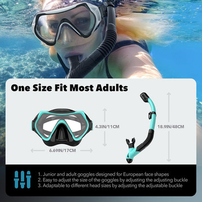 Findway Tauchermaske Erwachsene Silikonband HD Glas Schwarz