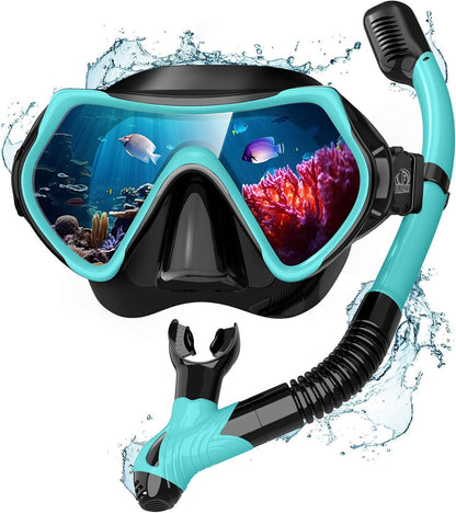 Findway Taucherbrille Erwachsene HD Gehärtetes Glas Schwarz Teal