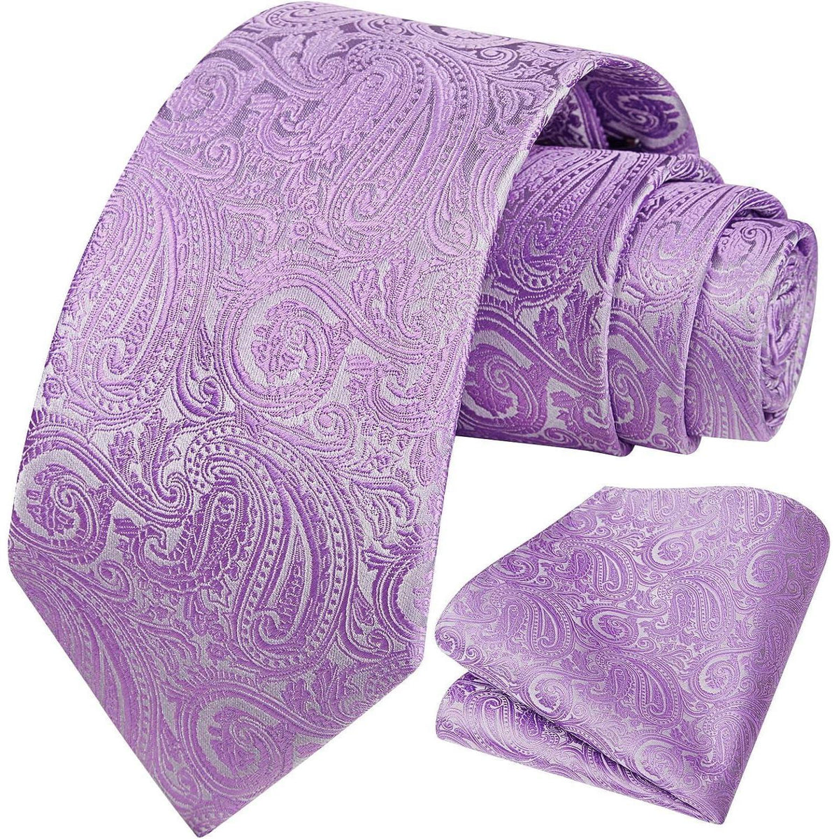 Krawatten-Set Paisley mit Einstecktuch für Herren, C-Violett