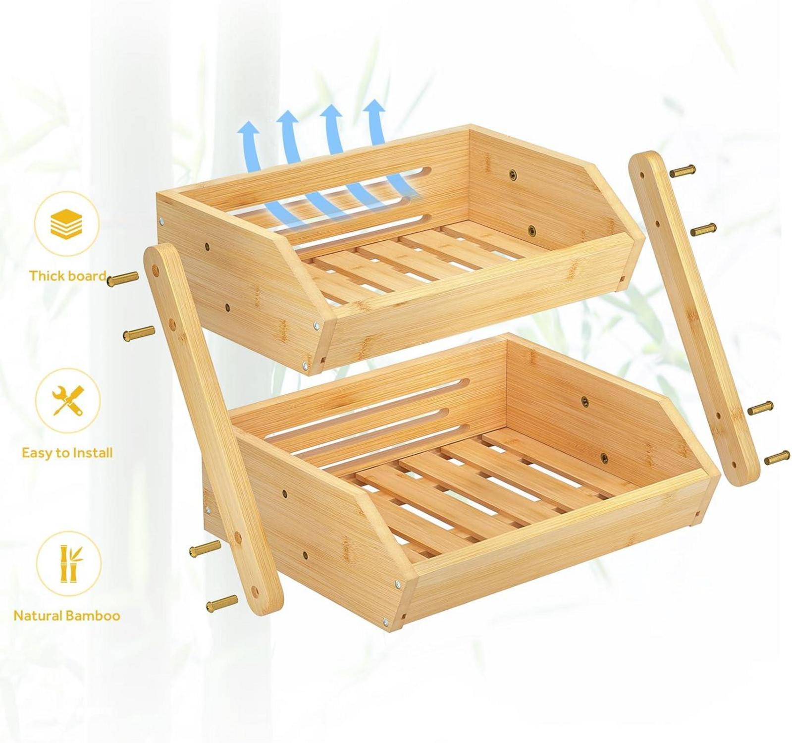 2-stufiger Bambus Obstkorb für Küche und Dekoration - CALM COZY