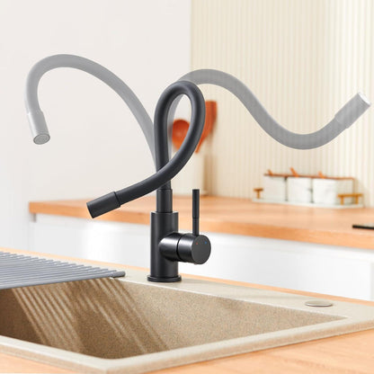 Niederdruck Küchenarmatur Schwarz - Flexibler Wasserhahn 360° Drehbar