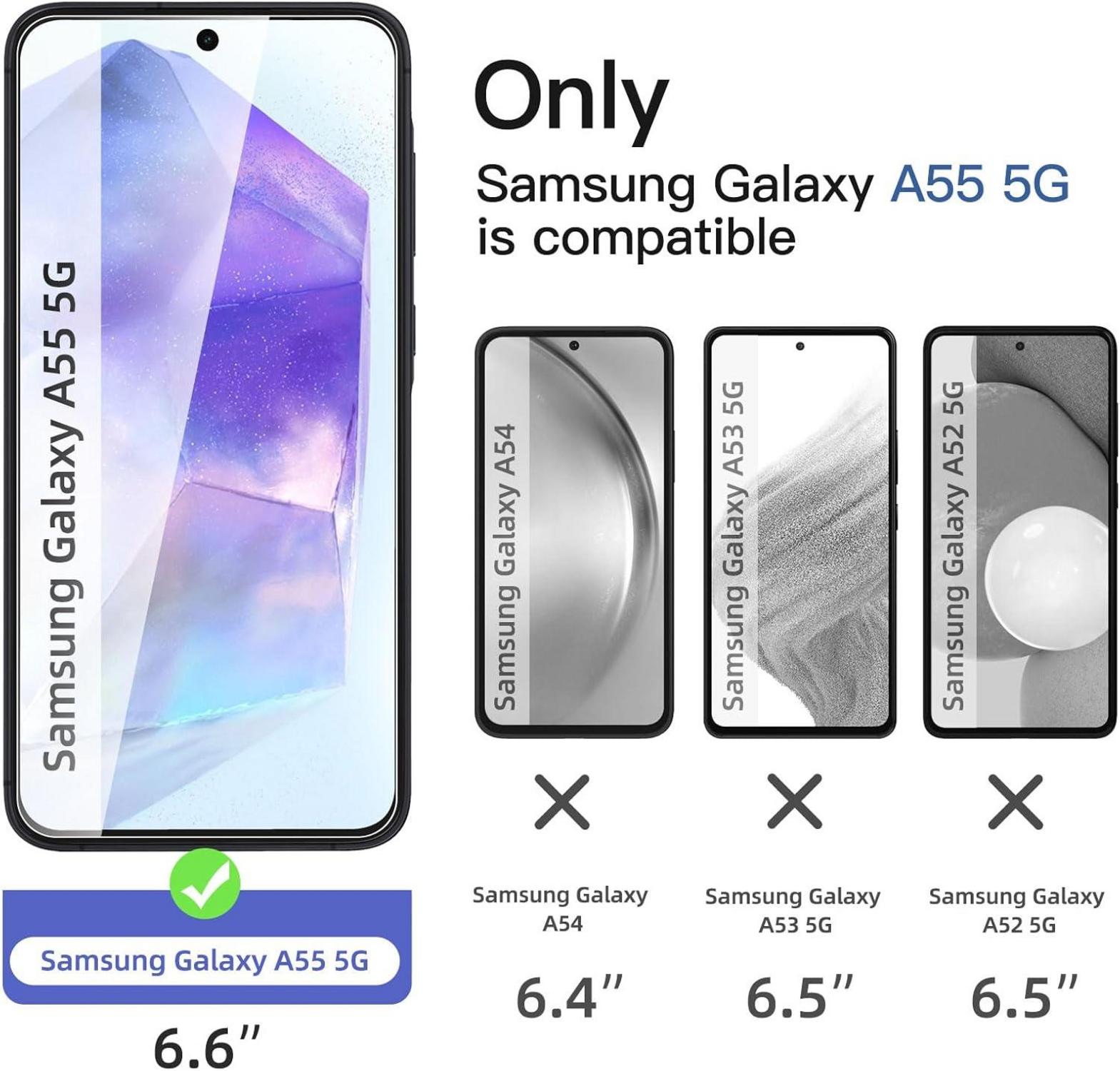 Panzer Schutz Glas für Samsung Galaxy A55 5G 3er Pack 9H