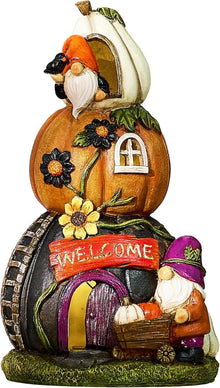 Wetterfeste Herbstdeko Kürbishaus Solarleuchte Halloween Deko