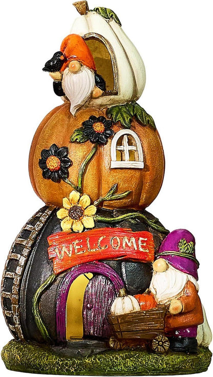 Wetterfeste Herbstdeko Kürbishaus Solarleuchte Halloween Deko