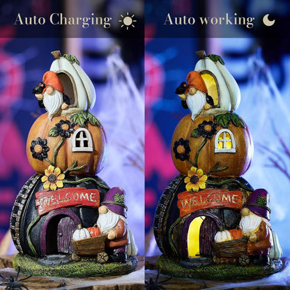 Wetterfeste Herbstdeko Kürbishaus Solarleuchte Halloween Deko