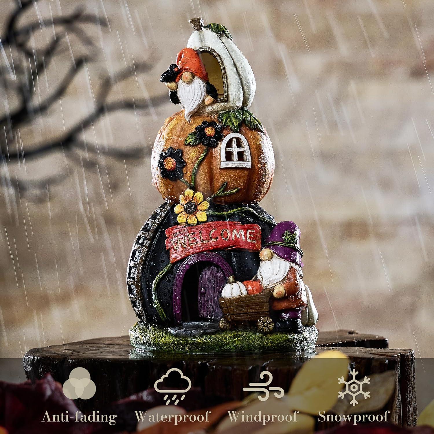 Herbstdeko Kürbishaus Solarleuchte Halloween Deko Schwarz 24cm