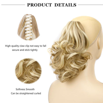 Pferdeschwanz Clip-in Extension, gewellt, aschbraun & bleichblond