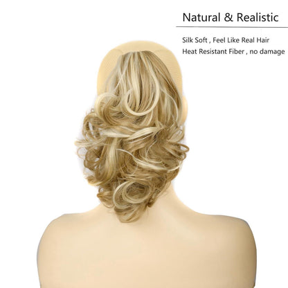 Pferdeschwanz Clip-in Extension, gewellt, aschbraun & bleichblond