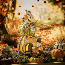 Herbstdeko Kürbishaus Solarleuchte Kunstharz 24cm