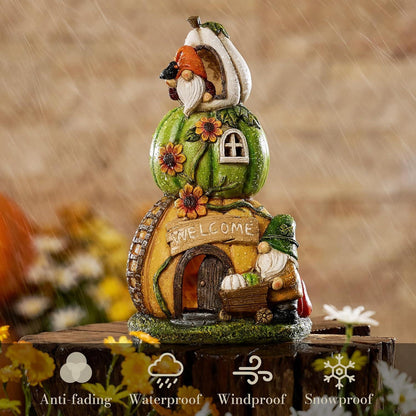 Gartendeko Herbst Kürbishaus Solarleuchte Kunstharz Outdoor Halloween