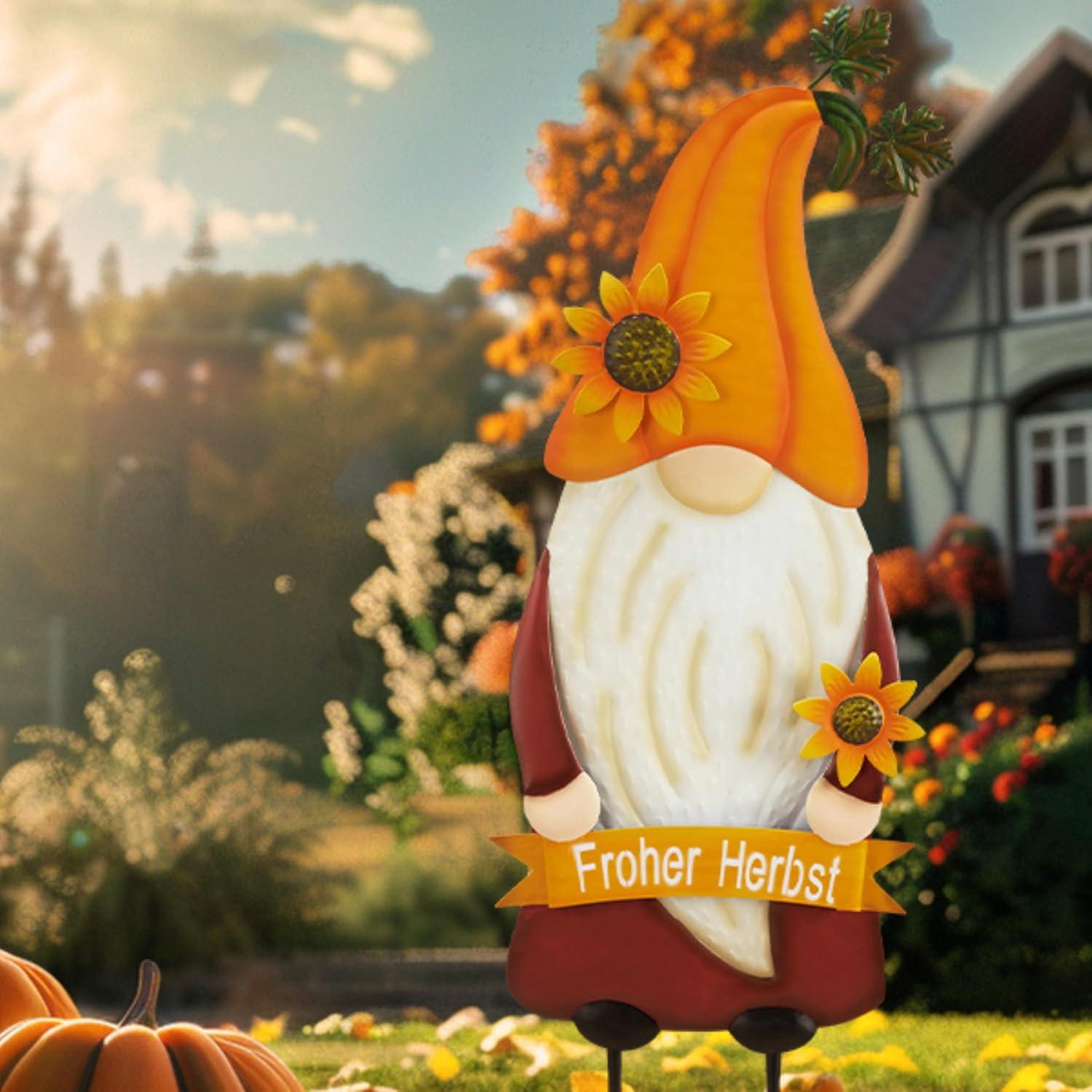 Herbstdeko Gartenzwerg mit Sonnenblume 68cm
