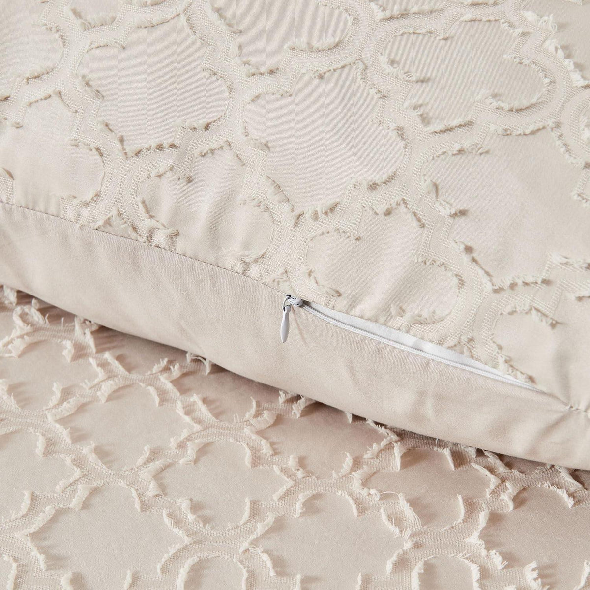 Boho Bettwäsche Set 220x240 Beige Getuftet – 3-teilig