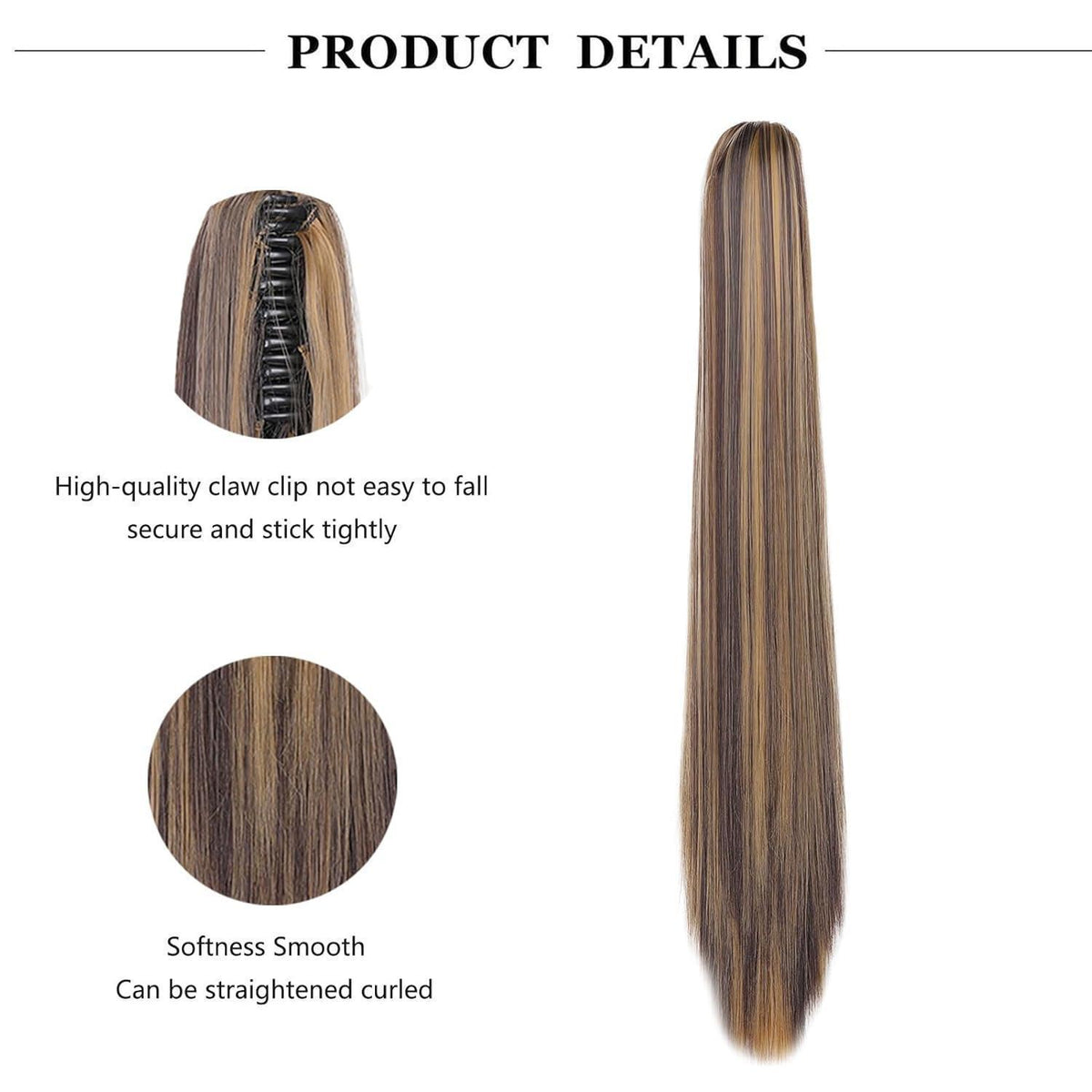 Zopf Extension Dunkelblond & Mittelbraun 55cm mit Klaue