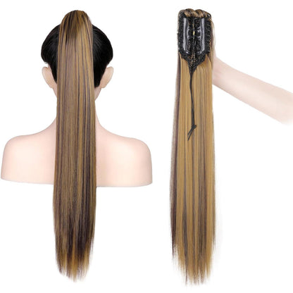 Zopf Extension Dunkelblond & Mittelbraun 55cm mit Klaue