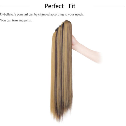 Zopf Extension Dunkelblond & Mittelbraun 55cm mit Klaue
