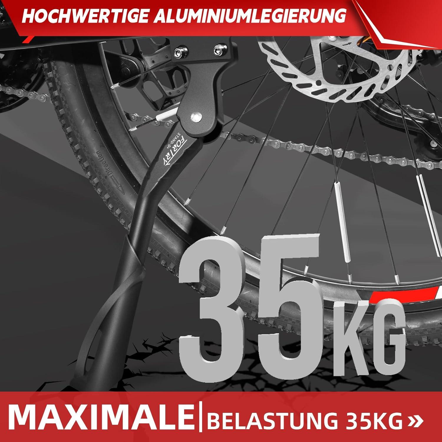 Fahrradständer 2 Löchern Höhenverstellbar 24-29 Zoll Seitenständer 35 kg-Tragfähigkeit