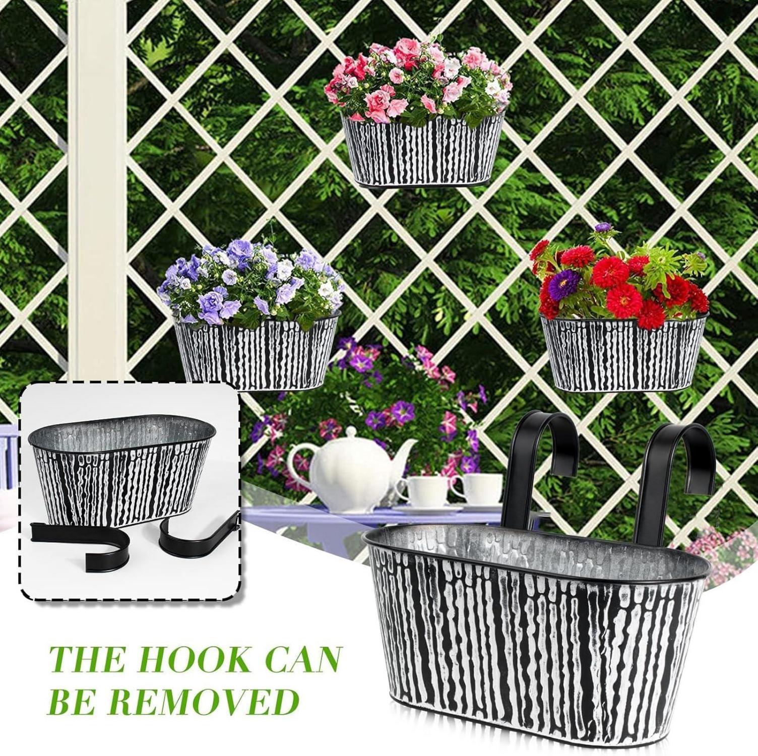 Hängetöpfe Set Vintage Schwarz Gestreift Blumentopf Balkon Garten 27×14×22cm