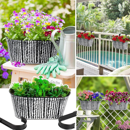 Hängetöpfe Set Vintage Schwarz Gestreift Blumentopf Balkon Garten 27×14×22cm