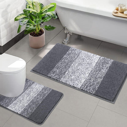 Badematten Set 2-teilig Mikrofaser Grau 50x80 + 50x60 cm
