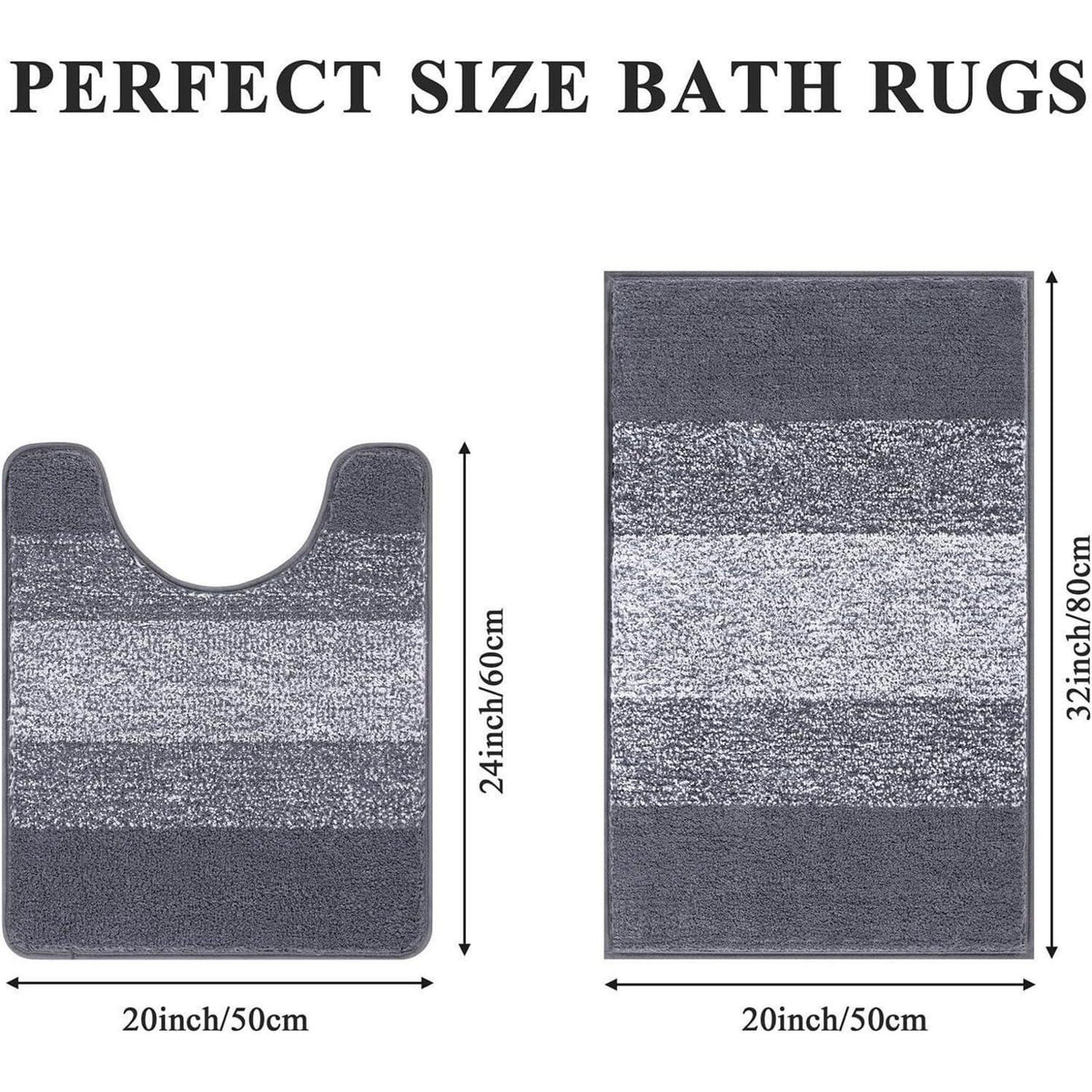 Badematten Set 2-teilig Mikrofaser Grau 50x80 + 50x60 cm