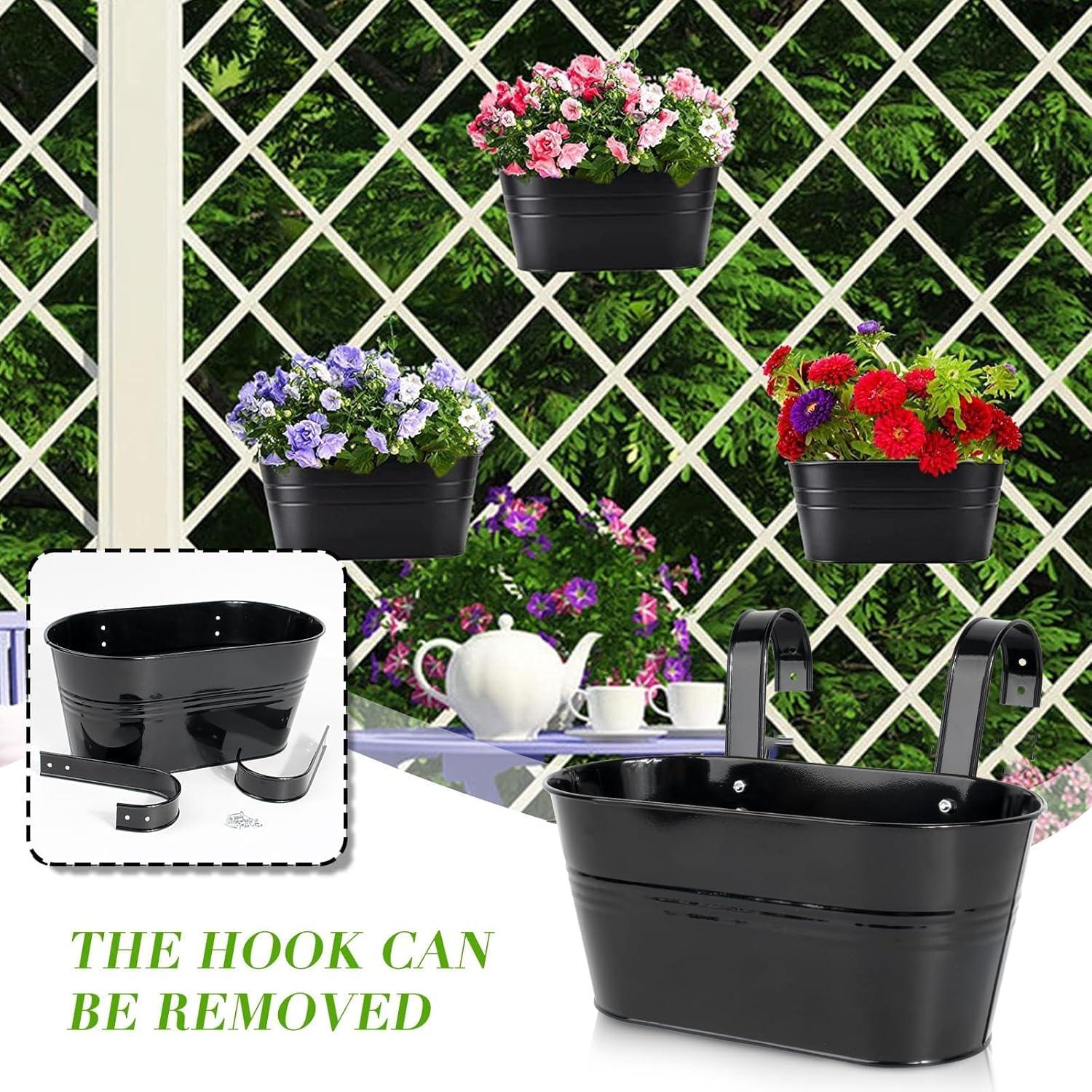 Vintage Hänge Blumentopf Set Balkon Garten Deko Schwarz 27×14×22cm