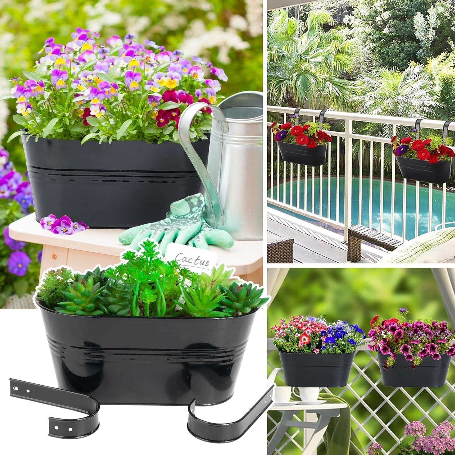 Vintage Hänge Blumentopf Set Balkon Garten Deko Schwarz 27×14×22cm