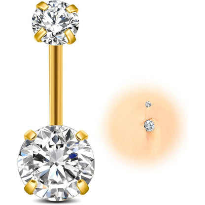 G23 Titan Bauchnabelpiercing Gold Silber 14G 10mm 12mm