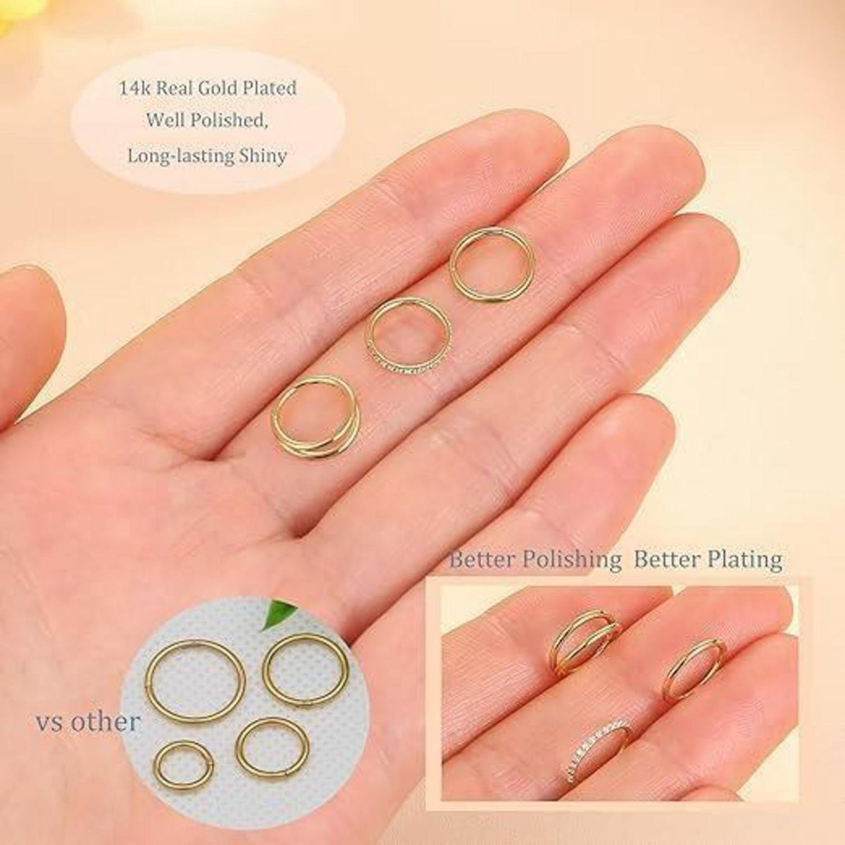 3er Set Nasenpiercing Ringe 316L Edelstahl mit Zirkonia, 7-10mm
