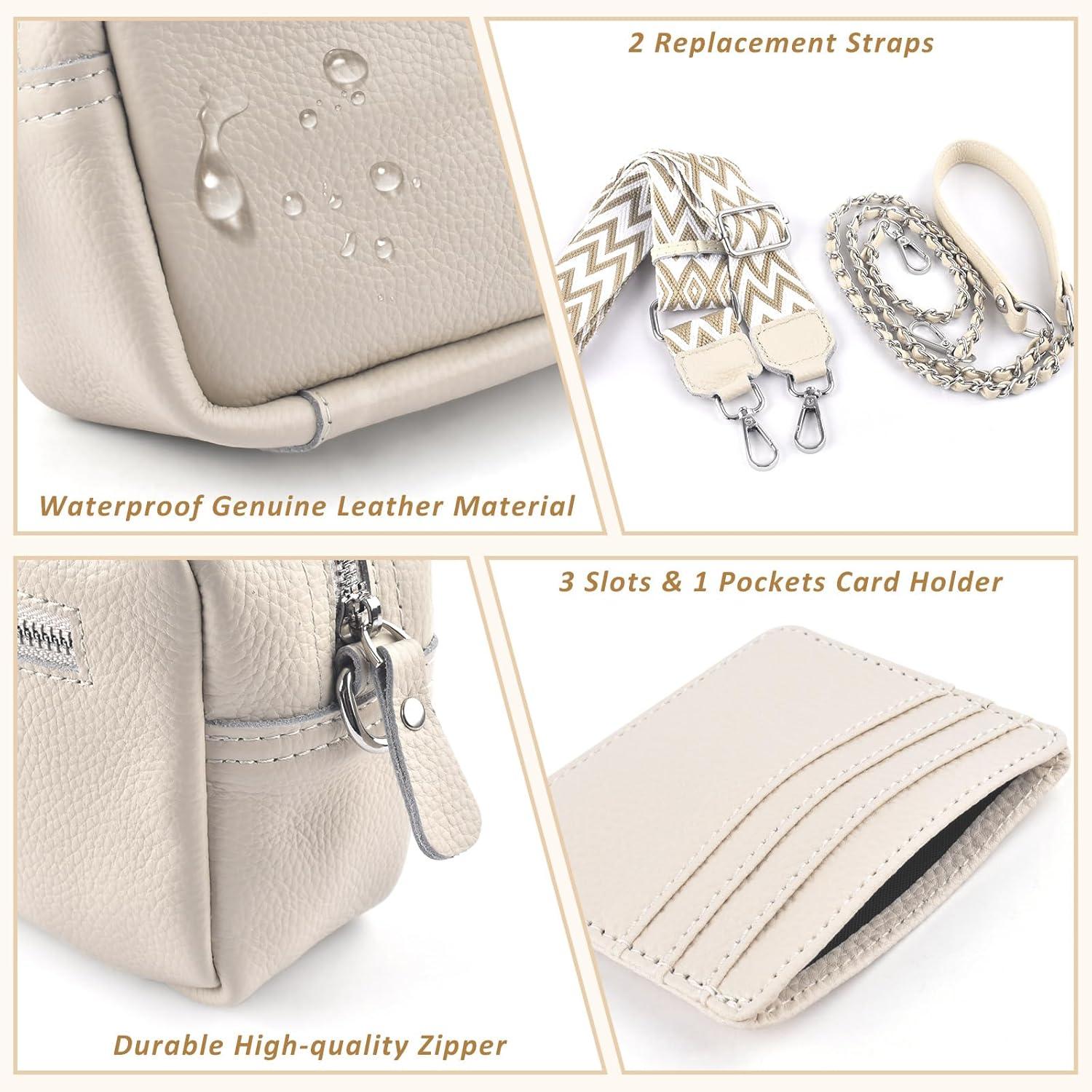 Handy Umhängetasche Echtes Leder Crossbody Bag Kartenhalter Schwarz