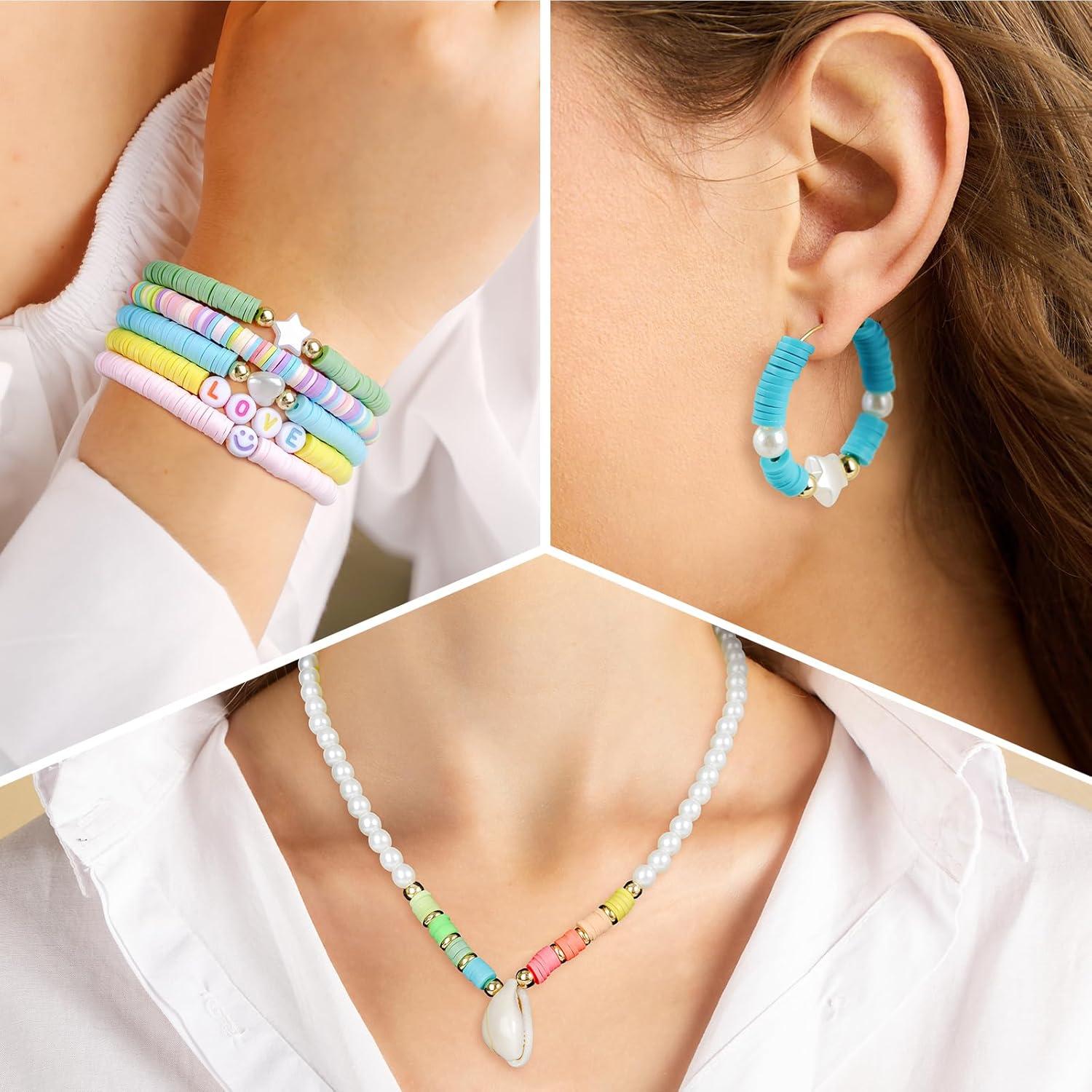 EUES 2er Set DIY Armbänder Clay Perlen Heishi Buchstabenperlen