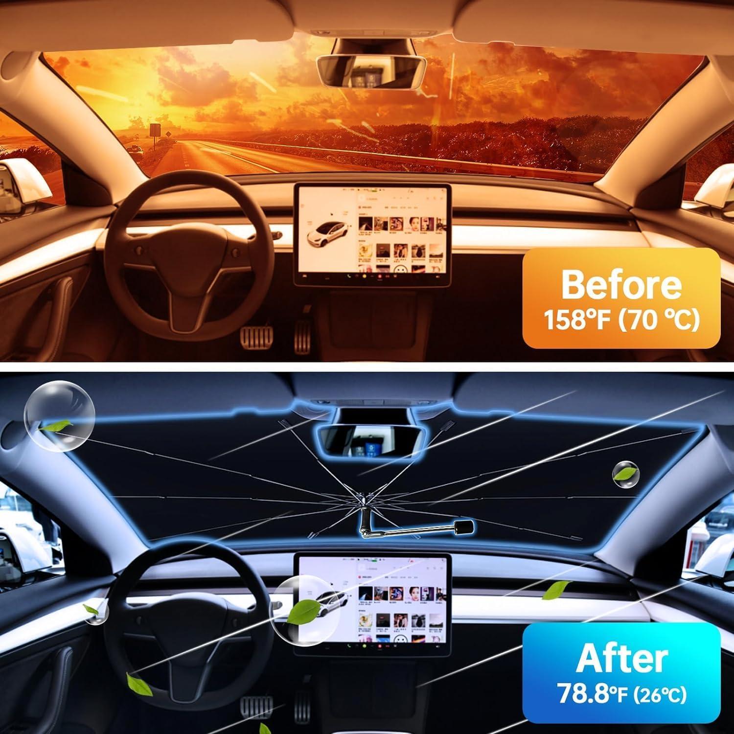 Auto Sonnenschutz Frontscheibe Windschutzscheibe 360° Drehbar Faltbarer