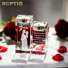 NUPTIO 3D Glas Kristall Hochzeit Teelichthalter Partner