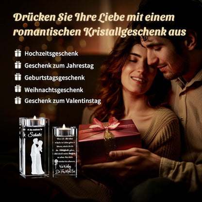 NUPTIO 3D Kristall Hochzeit Teelichthalter Partner - Geschenk für Mann und Frau