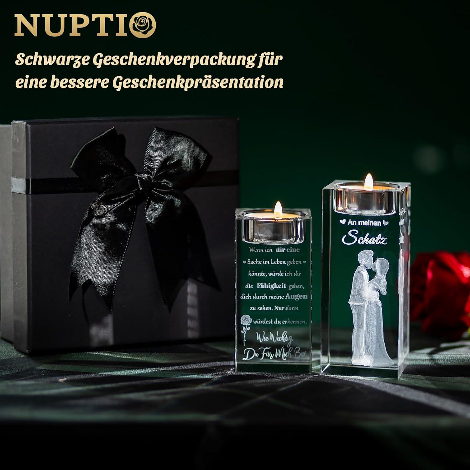 Kristall Teelichthalter 3D Gravur Partner Geschenk Hochzeit Jahrestag