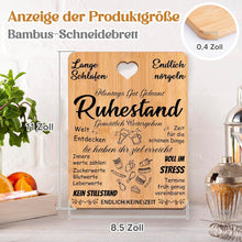 Ruhestand Geschenk Bambus Schneidebrett Renteneintritt