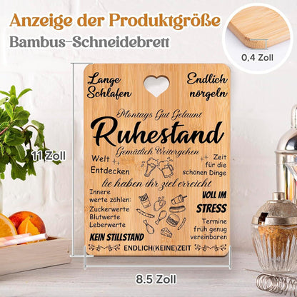Ruhestand Geschenk Bambus Schneidebrett Renteneintritt