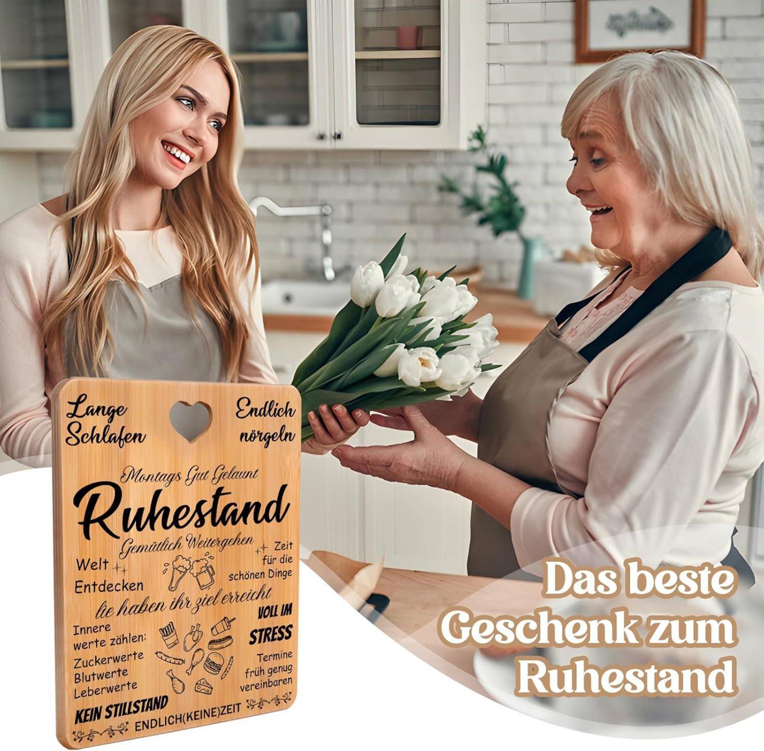 Ruhestand Geschenk Bambus Schneidebrett Gravur Rente witzige Geschenke