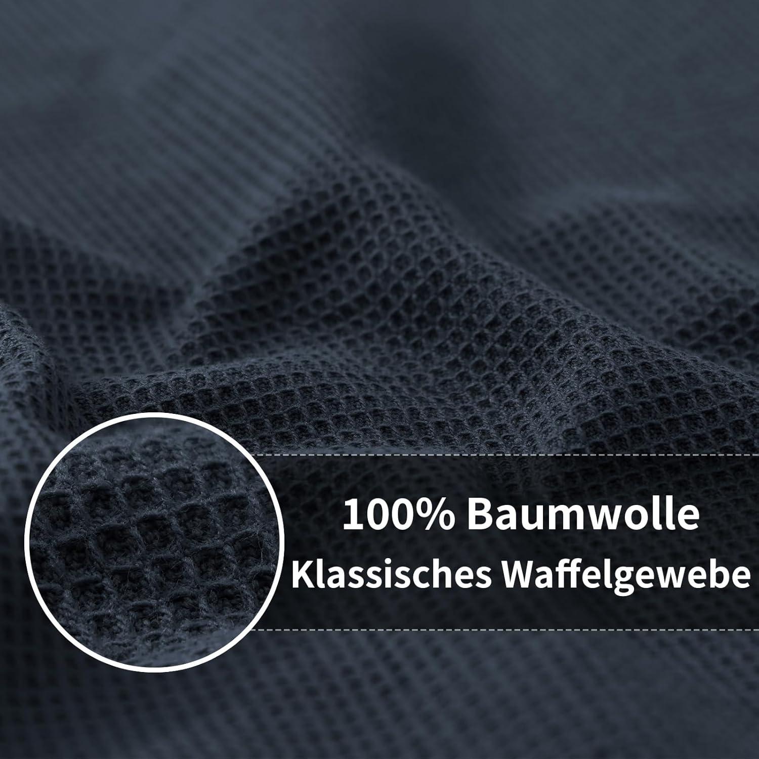 8er Set Baumwoll Geschirrtücher Waffelmuster Dunkelgrau