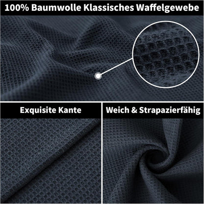8er Set Saugfähige Baumwoll Geschirrtücher Waffelmuster Dunkelgrau