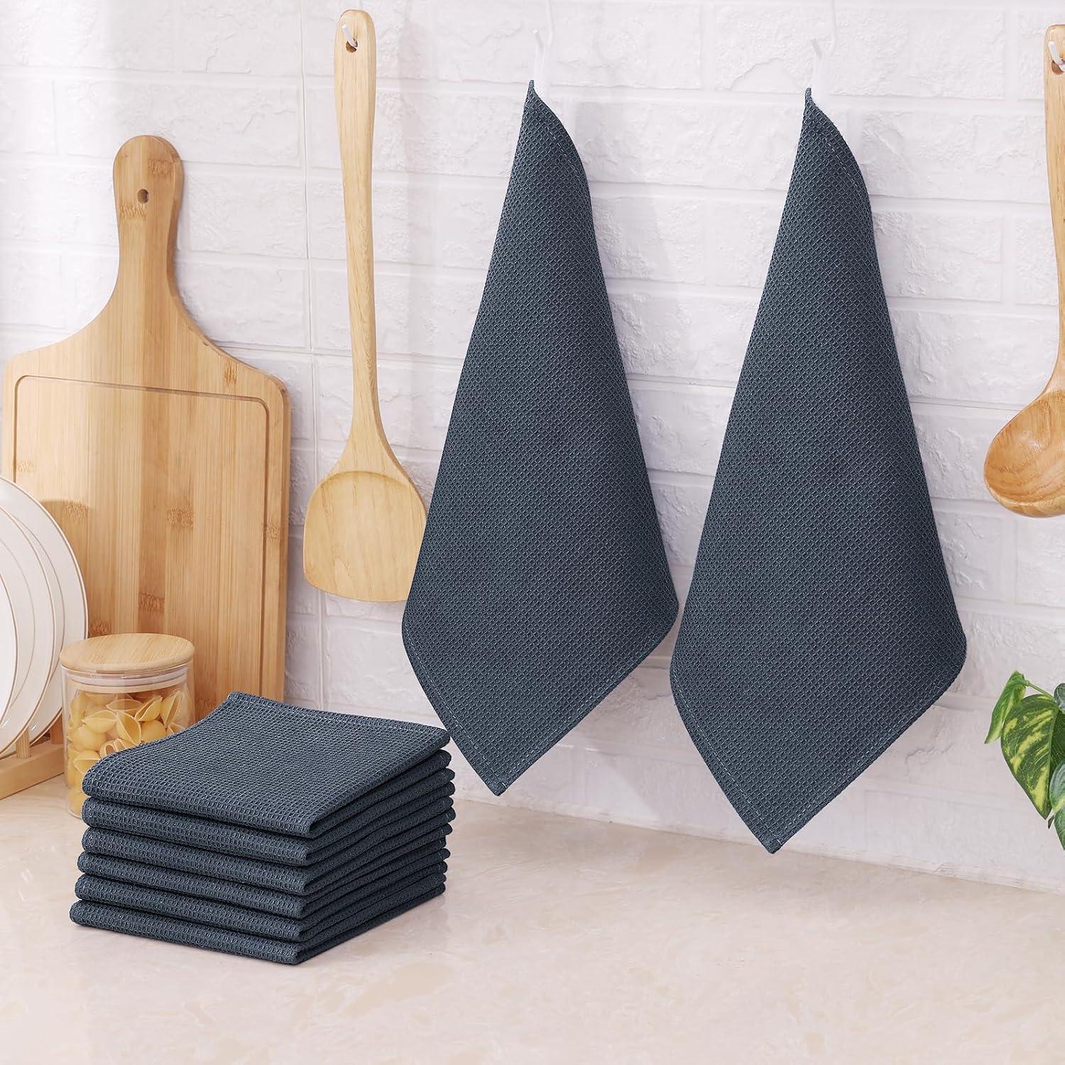 8er Set Küchentücher Baumwolle Waffelmuster Saugfähig Trocknend 30x30cm