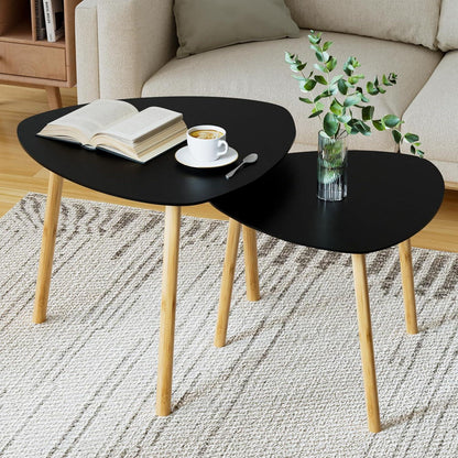 Exabang 2er Set Moderne Couchtisch Beistelltisch Schwarz